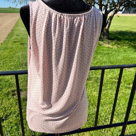 LOFT tank top, pleated front, rounded neckline, pink, women’s PETITE M - Picture 5 of 9